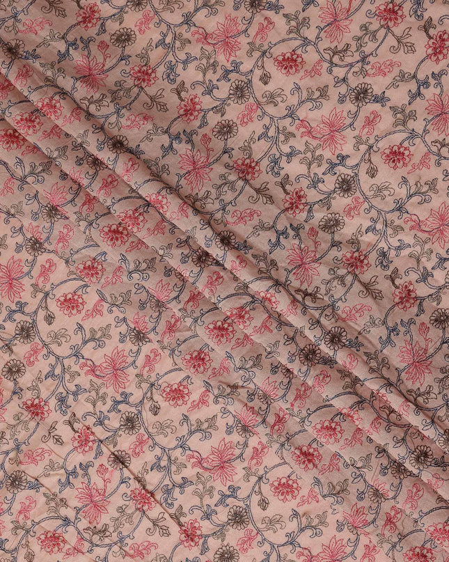 Peach Blush Floral Satin Fabric | Regal Fabrics