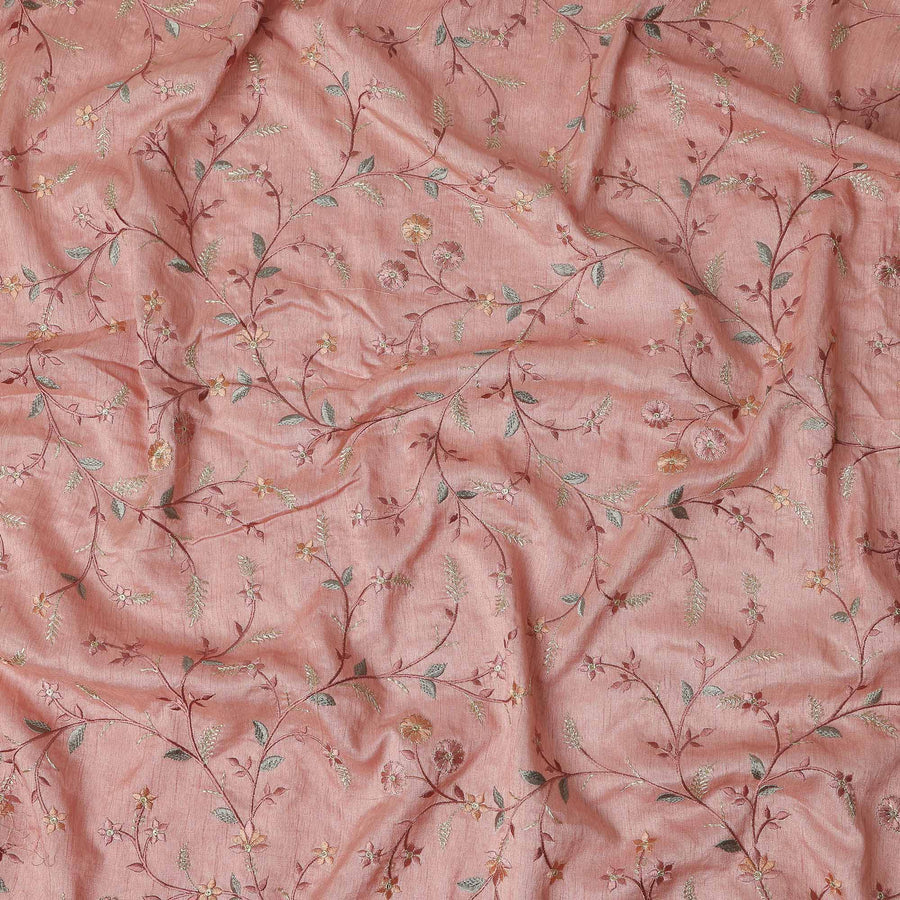Dusty Rose Floral Satin Fabric | Regal Fabrics
