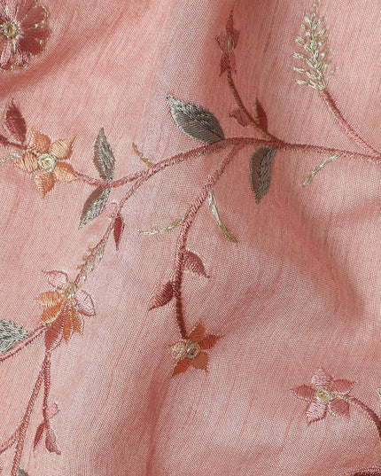 Dusty Rose Floral Satin Fabric | Regal Fabrics