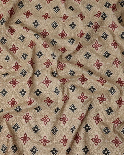 Camel Geometric Chiffon Fabric