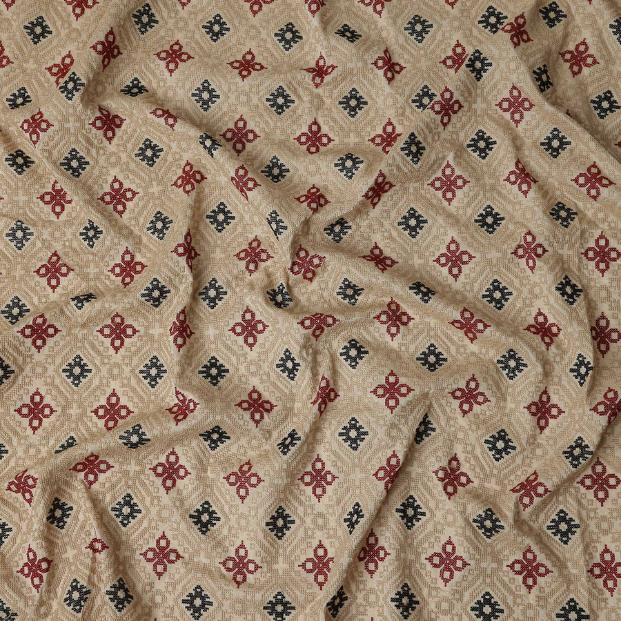 Camel Geometric Chiffon Fabric