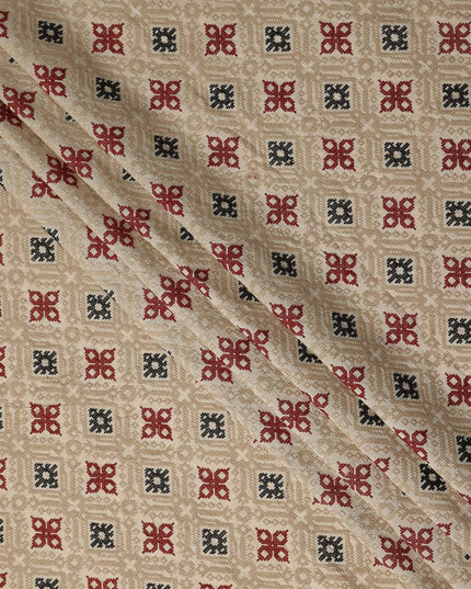Camel Geometric Chiffon Fabric