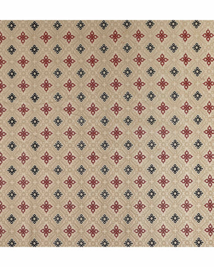 Camel Geometric Chiffon Fabric