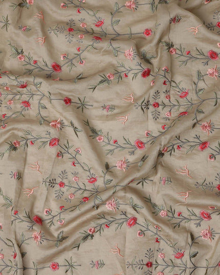 Warm Sand Floral Satin Fabric | Regal Fabrics