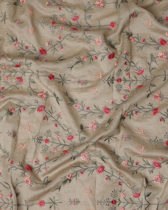 Warm Sand Floral Satin Fabric | Regal Fabrics