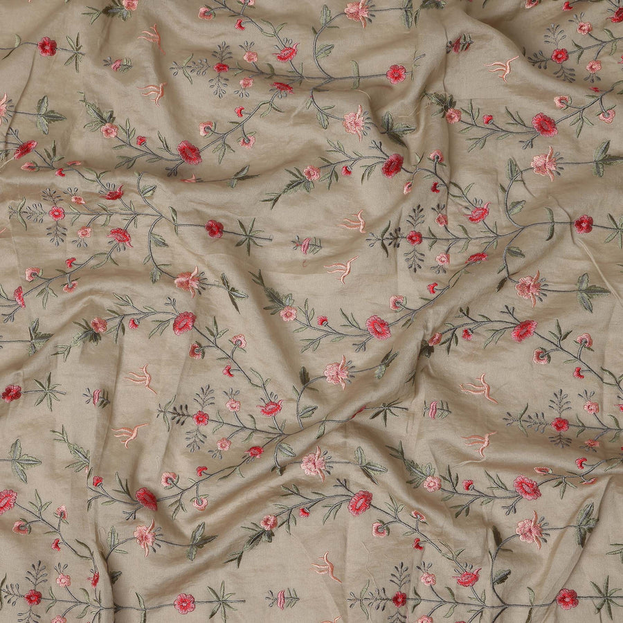 Warm Sand Floral Satin Fabric | Regal Fabrics