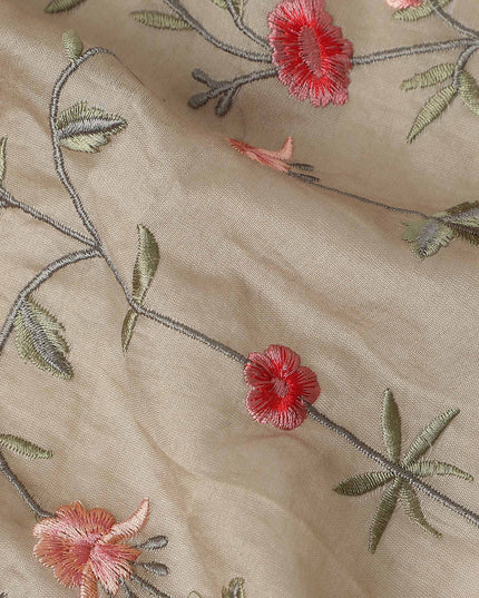 Warm Sand Floral Satin Fabric | Regal Fabrics