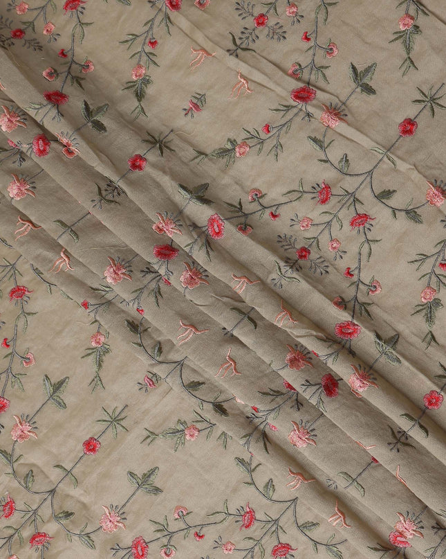 Warm Sand Floral Satin Fabric | Regal Fabrics