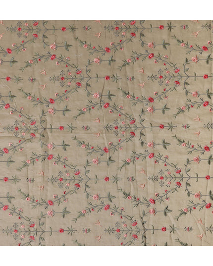Warm Sand Floral Satin Fabric | Regal Fabrics