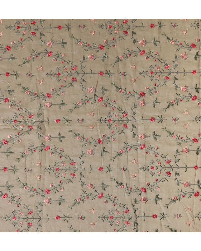Warm Sand Floral Satin Fabric | Regal Fabrics