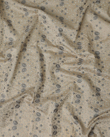 Taupe Beige Floral Satin Fabric | Regal Fabrics
