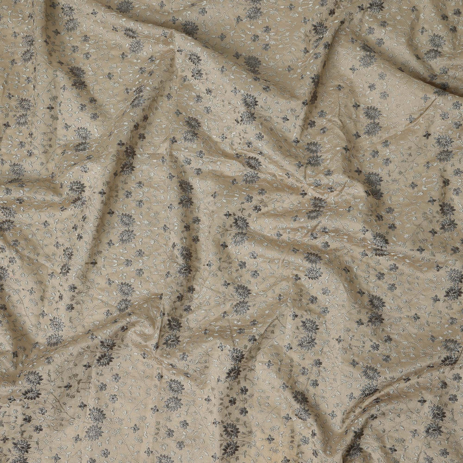 Taupe Beige Floral Satin Fabric | Regal Fabrics