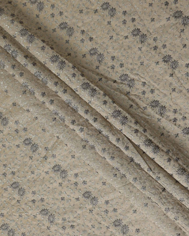 Taupe Beige Floral Satin Fabric | Regal Fabrics
