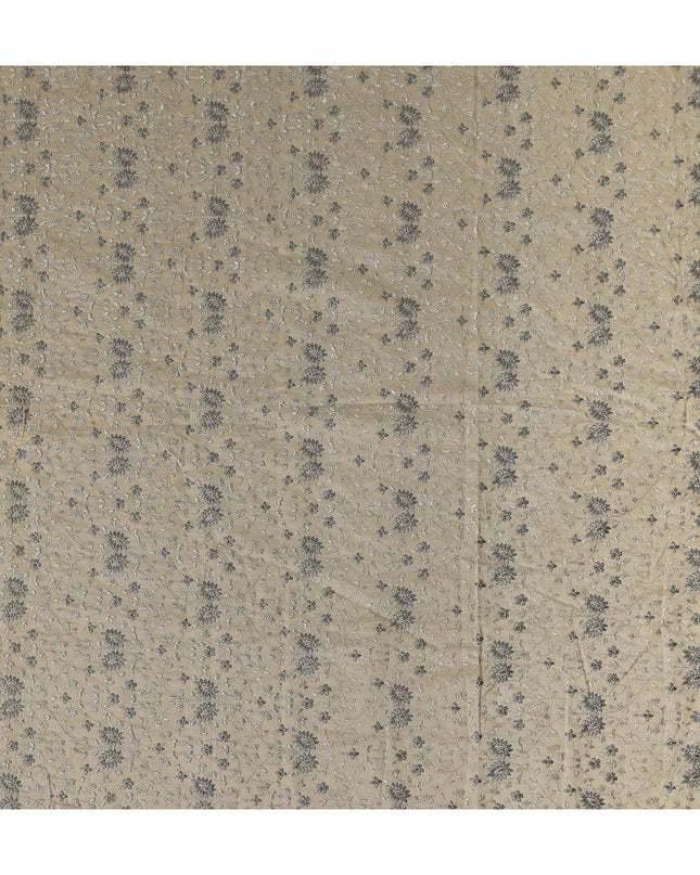 Taupe Beige Floral Satin Fabric | Regal Fabrics