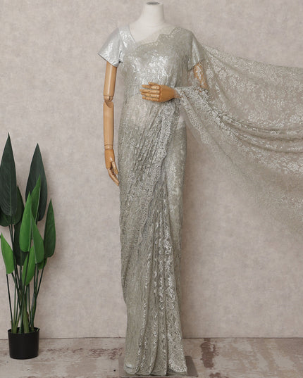Celadon Green Chantilly Lace Saree - D31686