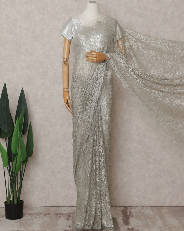 Celadon Green Chantilly Lace Saree - D31686