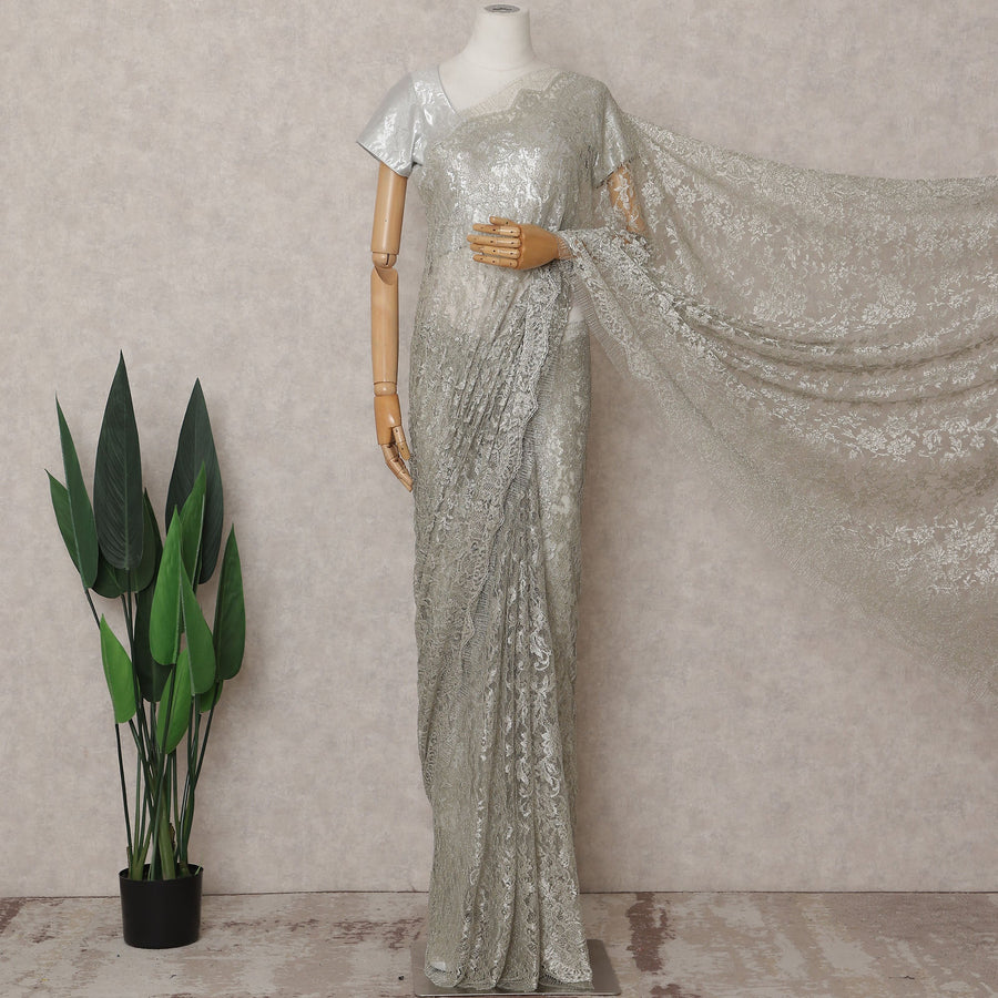 Celadon Green Chantilly Lace Saree - D31686