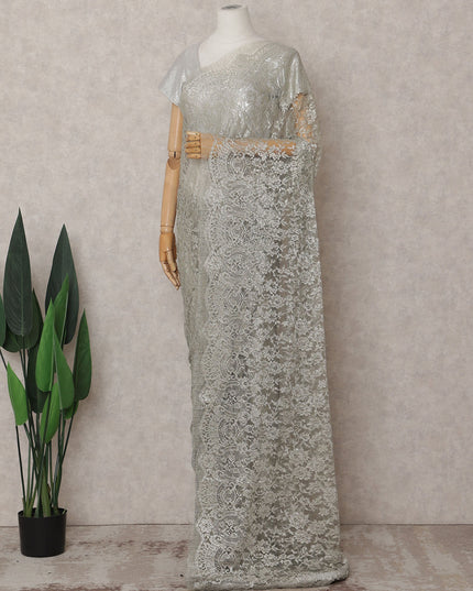 Celadon Green Chantilly Lace Saree - D31686