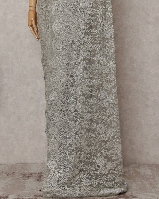 Celadon Green Chantilly Lace Saree - D31686