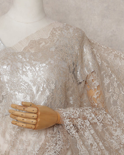 Champagne Beige Chantilly Lace Saree - D31660