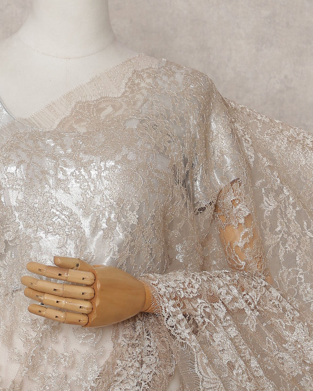 Champagne Beige Chantilly Lace Saree - D31660