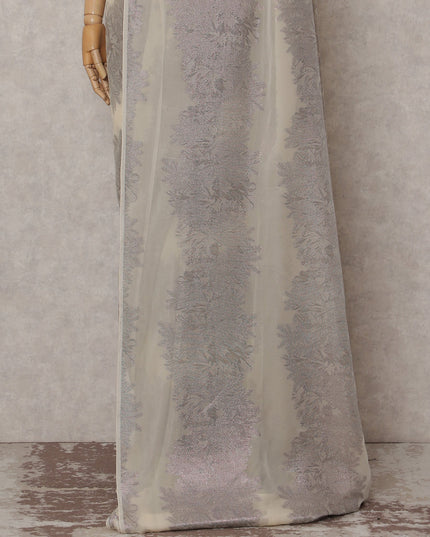 Ivory Cream French Silk Chiffon Saree 5.5m
