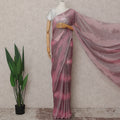 Rose Pink Shaded Leaf Motif Premium Pure French Silk Chiffon Saree with Metallic Lurex 5.5 Meters Length 110cm Width French Origin - D32517 Regal Fabrics