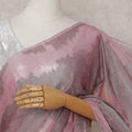 Rose Pink Shaded Leaf Motif Premium Pure French Silk Chiffon Saree with Metallic Lurex 5.5 Meters Length 110cm Width French Origin - D32517 Regal Fabrics