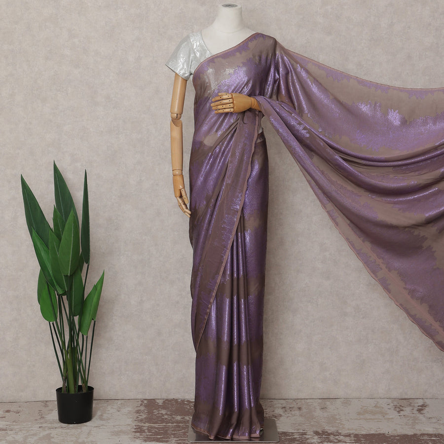 Royal Purple French Silk Chiffon Saree 5.5m