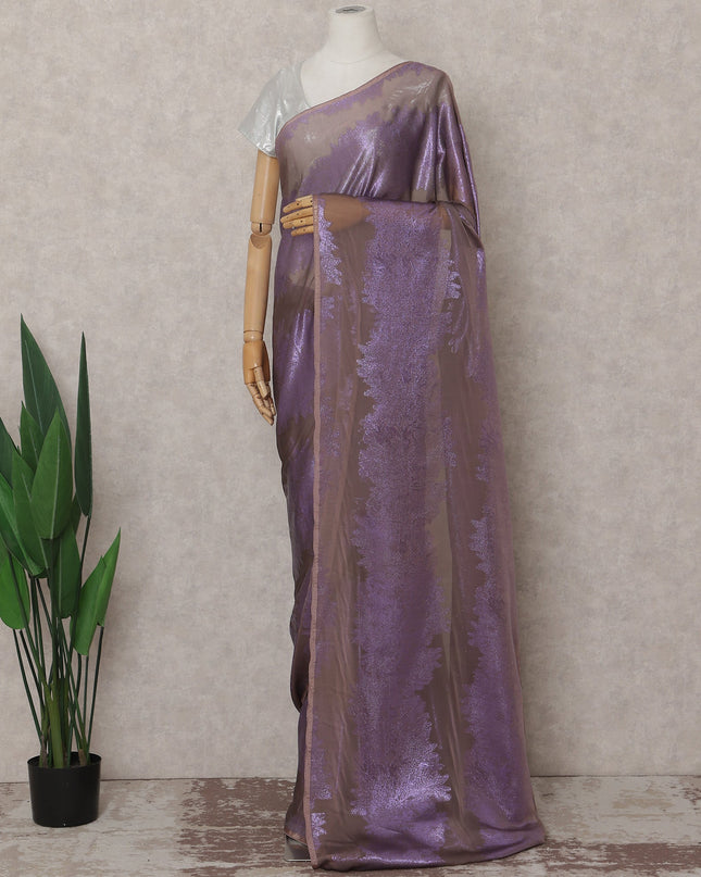 Royal Purple French Silk Chiffon Saree 5.5m
