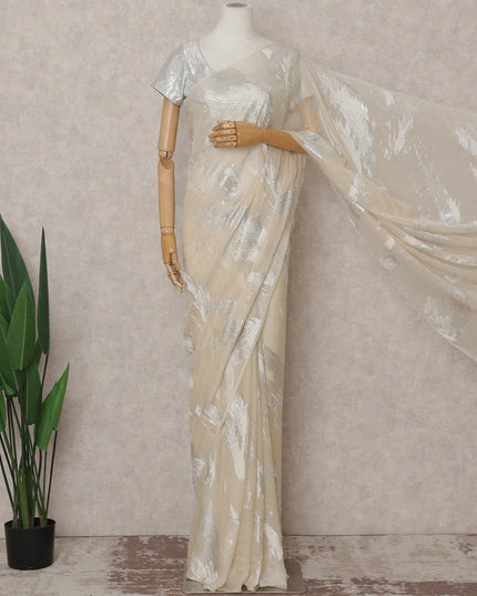 Vanilla Cream French Silk Chiffon Saree 5.5m