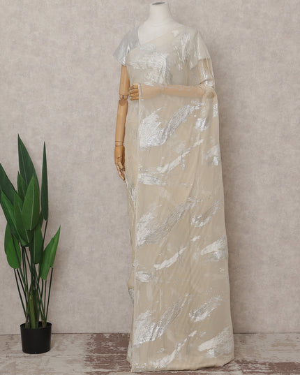 Vanilla Cream French Silk Chiffon Saree 5.5m