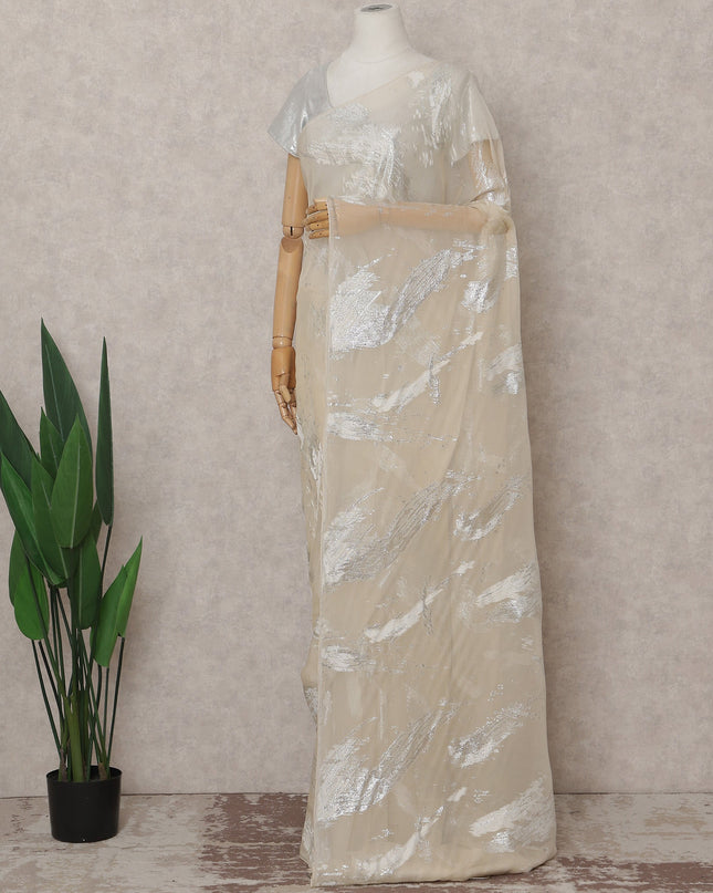Vanilla Cream French Silk Chiffon Saree 5.5m