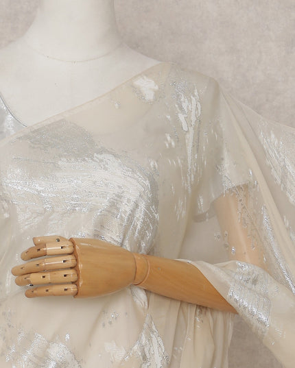Vanilla Cream French Silk Chiffon Saree 5.5m