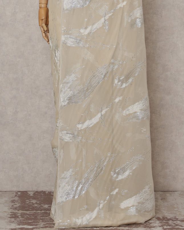 Vanilla Cream French Silk Chiffon Saree 5.5m