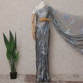 Steel Grey French Silk Chiffon Saree 5.5m