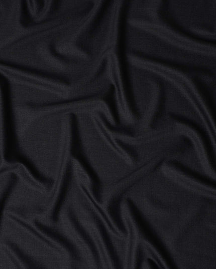Jet Black Plain English Wool Suiting Fabric