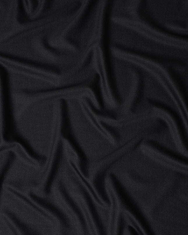Jet Black Plain English Wool Suiting Fabric