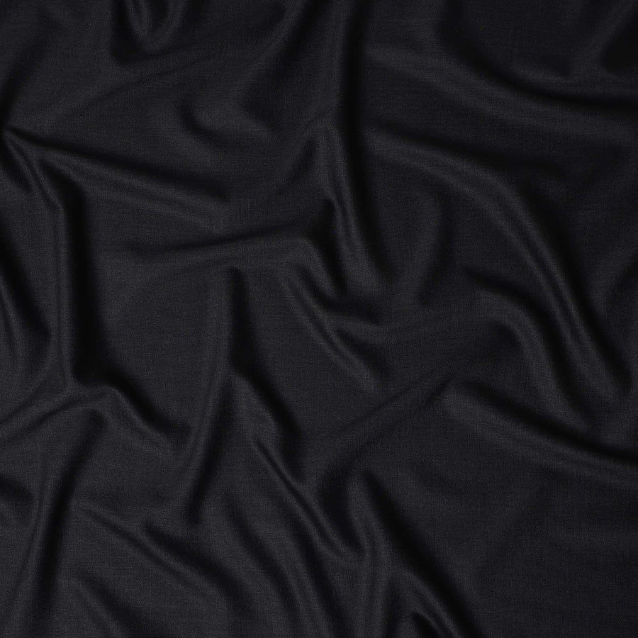Jet Black Plain English Wool Suiting Fabric