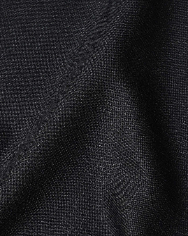 Jet Black Plain English Wool Suiting Fabric