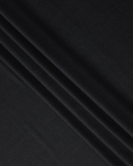 Jet Black Plain English Wool Suiting Fabric
