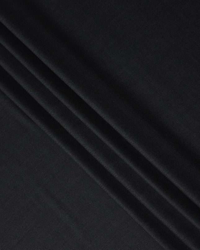 Jet Black Plain English Wool Suiting Fabric