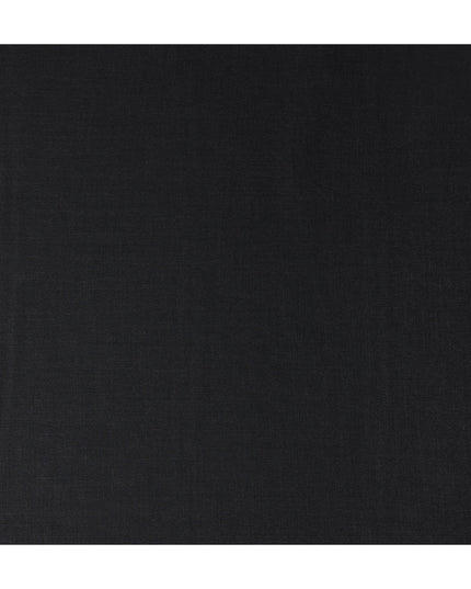 Jet Black Plain English Wool Suiting Fabric