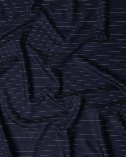 Navy Pinstripe English Wool Suiting Fabric Piece