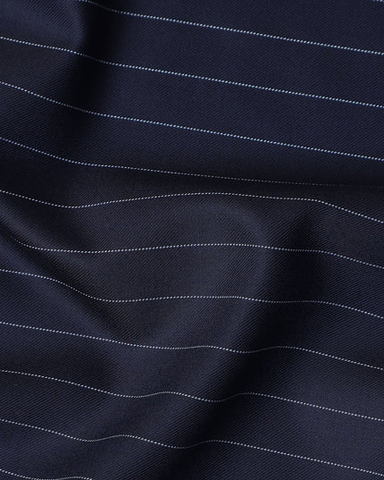 Navy Pinstripe English Wool Suiting Fabric Piece