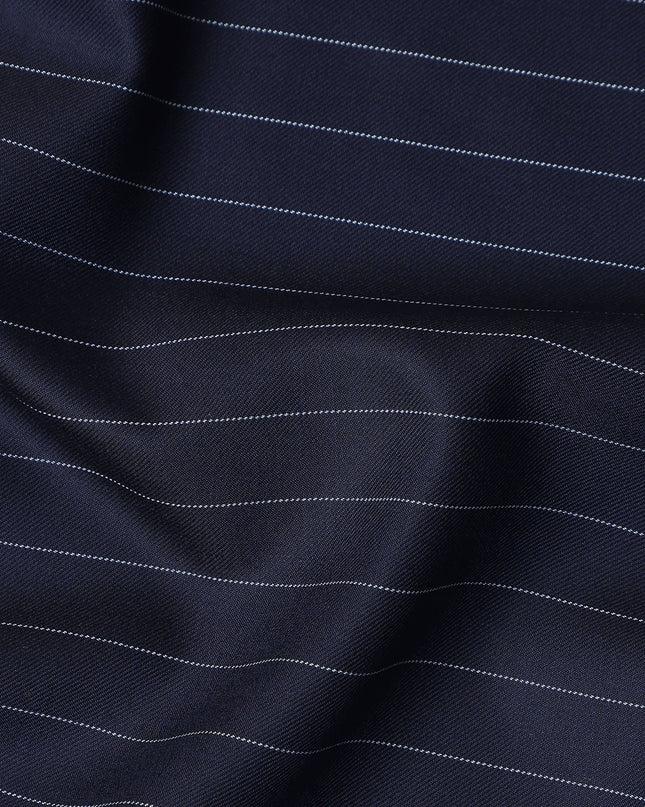 Navy Pinstripe English Wool Suiting Fabric Piece