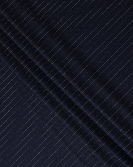 Navy Pinstripe English Wool Suiting Fabric Piece