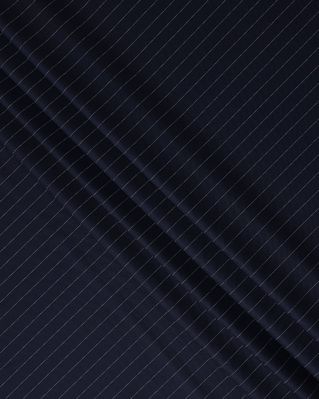 Navy Pinstripe English Wool Suiting Fabric Piece