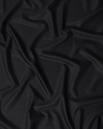 Jet Black English Wool Suiting Fabric | Super 150'S