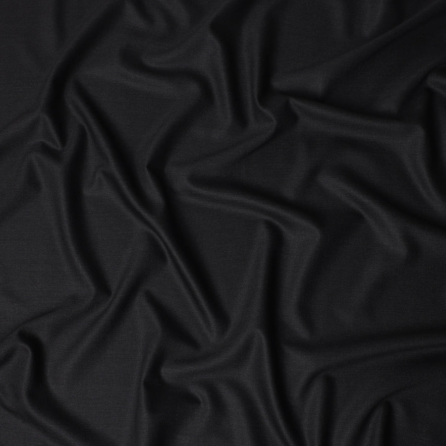 Jet Black English Wool Suiting Fabric | Super 150'S
